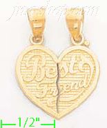 14K Gold 2-piece Best Friends Heart Charm Pendant - Click Image to Close