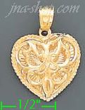 14K Gold Heart w/Intricate Design Charm Pendant - Click Image to Close