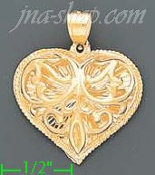 14K Gold Heart w/Intricate Design Charm Pendant - Click Image to Close