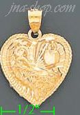 14K Gold Heart w/Small Dangling Heart Intricate Design Charm Pen - Click Image to Close