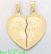 14K Gold 2-piece Te Amo Heart Charm Pendant - Click Image to Close