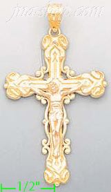 14K Gold Cross Crucifix 3Color Charm Pendant - Click Image to Close