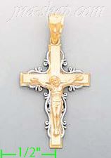 14K Gold Cross Crucifix 3Color Charm Pendant - Click Image to Close