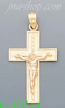 14K Gold Cross Crucifix 3Color Charm Pendant - Click Image to Close