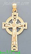 14K Gold Cross Crucifix 3Color Charm Pendant - Click Image to Close