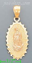 14K Gold Virgin of Guadalupe on Oval Frame 3Color Charm Pendant - Click Image to Close