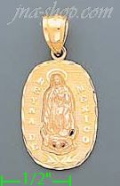 14K Gold Virgin of Guadalupe Reyna de Mexico 3Color Charm Pendan - Click Image to Close