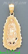 14K Gold Virgin of Guadalupe 3Color Charm Pendant - Click Image to Close