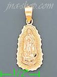 14K Gold Virgin of Guadalupe 3Color Charm Pendant - Click Image to Close