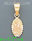 14K Gold Virgin of Guadalupe on Oval Frame 3Color Charm Pendant - Click Image to Close