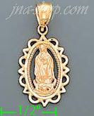 14K Gold Virgin of Guadalupe on Rectagular Frame 3Color Charm Pe - Click Image to Close