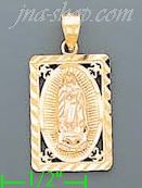 14K Gold Virgin of Guadalupe on Rectagular Frame 3Color Charm Pe - Click Image to Close