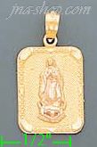 14K Gold Heart w/Virgin of Guadalupe 3Color Charm Pendant - Click Image to Close