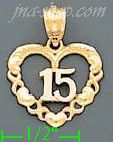 14K Gold 15 Años Wreath 3Color Charm Pendant - Click Image to Close