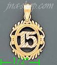 14K Gold 15 Quince Años 3Color Charm Pendant - Click Image to Close