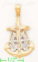 14K Gold Anchor Crucifix 3Color Charm Pendant - Click Image to Close