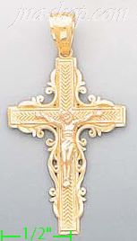 14K Gold Cross Crucifix 3Color Charm Pendant - Click Image to Close