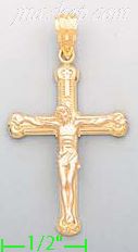 14K Gold Cross Crucifix 3Color Charm Pendant - Click Image to Close