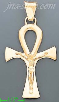 14K Gold Crucifix Italian Cross Charm Pendant - Click Image to Close