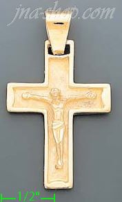 14K Gold Crucifix Italian Cross Charm Pendant - Click Image to Close