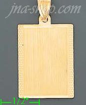 14K Gold Engravable Rectangular Stamp Charm Pendant - Click Image to Close