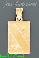 14K Gold Engravable Dia-Cut Rectangular Stamp Charm Pendant - Click Image to Close