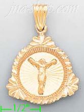 14K Gold Jesus Christ Stamp Charm Pendant - Click Image to Close