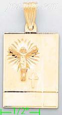 14K Gold Crucifix Stamp Charm Pendant - Click Image to Close