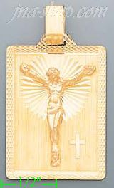 14K Gold Crucifix Stamp Charm Pendant - Click Image to Close