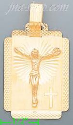 14K Gold Crucifix Stamp Charm Pendant - Click Image to Close