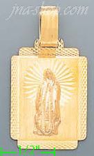 14K Gold Virgin of Guadalupe Stamp Charm Pendant - Click Image to Close