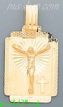 14K Gold Crucifix Stamp Charm Pendant - Click Image to Close