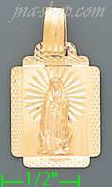 14K Gold Virgin of Guadalupe Stamp Charm Pendant - Click Image to Close