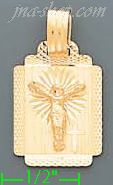 14K Gold Crucifix Stamp Charm Pendant - Click Image to Close