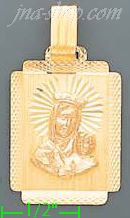 14K Gold Madonna & Child Stamp Charm Pendant - Click Image to Close