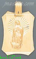 14K Gold Virgin of Guadalupe Stamp Charm Pendant - Click Image to Close