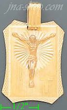 14K Gold Crucifix Stamp Charm Pendant - Click Image to Close