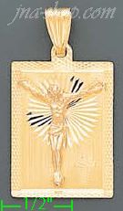 14K Gold Crucifix Stamp Charm Pendant - Click Image to Close