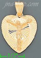 14K Gold Crucifix Heart Stamp Charm Pendant - Click Image to Close