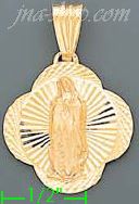 14K Gold Virgin of Guadalupe Stamp Charm Pendant - Click Image to Close