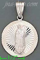 14K Gold Virgin of Guadalupe Round Stamp Charm Pendant - Click Image to Close