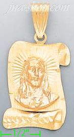 14K Gold Jesus Christ Scroll Stamp Charm Pendant - Click Image to Close