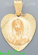 14K Gold Virgin Heart Stamp Charm Pendant - Click Image to Close