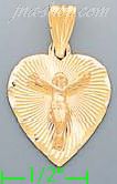 14K Gold Crucifix Heart Stamp Charm Pendant - Click Image to Close