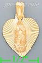 14K Gold Virgin of Guadalupe Heart Stamp Charm Pendant - Click Image to Close