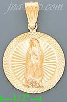 14K Gold Virgin of Guadalupe Round Stamp Charm Pendant - Click Image to Close