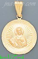 14K Gold Jesus Sacred Heart Round Stamp Charm Pendant - Click Image to Close