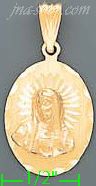 14K Gold Virgin Oval Stamp Charm Pendant - Click Image to Close