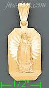 14K Gold Virgin of Guadalupe Rectangular Stamp Charm Pendant - Click Image to Close