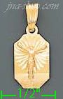 14K Gold Crucifix Rectangular Stamp Charm Pendant - Click Image to Close